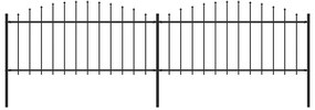 Sonata Градинска ограда с пики, стомана, (0,5-0,75)x3,4 м, черна