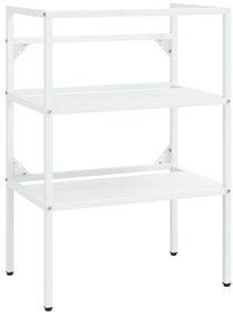 338485 vidaXL Рамка за мивка за баня, бяла, 59x38x83 см, желязо