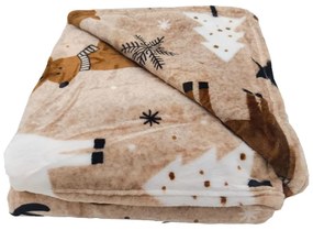 Кафяво одеяло с коледен мотив от микроплюш 150x200 cm Nordic Fairytale – My House