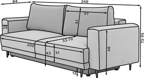 Кафяво-сив кадифен разтегателен диван с място за съхранение 260 cm Dalia – ELTAP