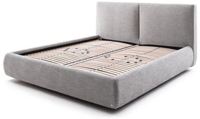 Сиво двойно легло 180x200 cm тапицирано с място за съхранение с включена подматрачна рамка Atesio – Meise Möbel