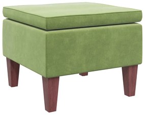 329460 vidaXL Табуретка с дървени крака, светлозелена, кадифе
