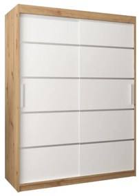 Гардероб с плъзгащи врати VETORA 1 150, 150x200x62, дъб artisan/Бял