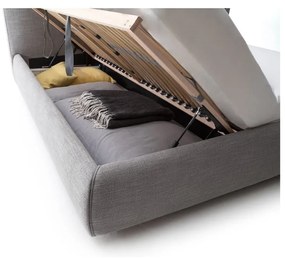 Сиво двойно легло 180x200 cm тапицирано с място за съхранение с включена подматрачна рамка Atesio – Meise Möbel