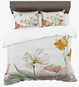Спално бельо от синтетичен памук с пролетни цветя – бяло 2 части: 1 бр. 140x200 + 1 бр. 70x80