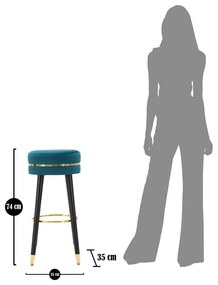 Тюркоазен тапициран бар стол (височина на седалката 74 cm) Paris – Mauro Ferretti