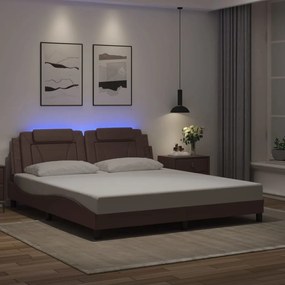 3214038 vidaXL Рамка за легло Viana с LED без матрак, кафява, 180x200 см