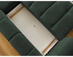 Зелен сгъваем/с място за съхранение ъглов диван (десен ъгъл) Fuji – Bobochic Paris