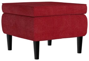329441 vidaXL Табуретка с дървени крака, виненочервена, кадифе