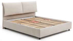 Бежово тапицирано двойно легло с място за съхранение и матрак с решетка 180x200 cm Myra Pillow - Bonami Selection