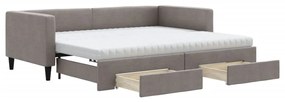 3196635 vidaXL Канапе с изтеглящо легло и чекмеджета таупе 90x200 см плат