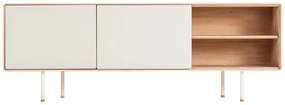 Бяла/естествена маса за телевизор от масивен дъб 180x64 cm Fina – Gazzda