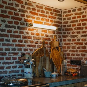 Стенна лампа бяла със злато с LED 3-степенен димер IP44 - Yordi