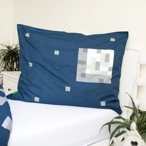 Зелено-синьо единично памучно детско спално бельо 140x200 cm Minecraft "Sssleep Tight" – Jerry Fabrics