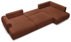 Разтегателен ъглов диван от рипсено кадифе в тухлен цвят (ляв ъгъл/"U" форма) Lucien – Bobochic Paris