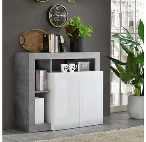 Комод LENOR, бял/сив с бетонен ефект