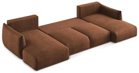 Теракотен сгъваем ъглов диван (U форма) Leila – Makamii