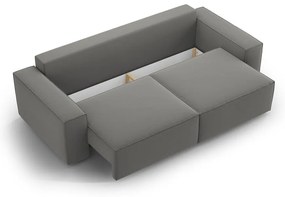 Светлосив кадифен сгъваем/с място за съхранение диван 247 cm Jodie – Micadoni