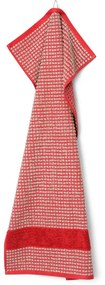 Червена кърпа от органичен памук от тери 50x100 cm Check – JUNA