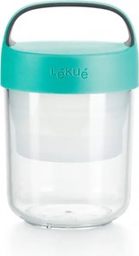 Бутилка с отделения Lekue On The Go 1010223, 400 мл, -20/+100°C, Херметично затваряне, Дръжка, Тюркоаз