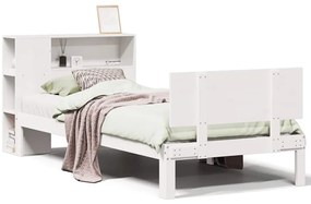 3322643 vidaXL Легло с рафтове за книги, без матрак, бял, 90x190 см, бор масив