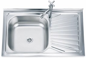 Кухненска мивка ICK 8050A*18 R, алпака, десен плот, със сифон, 80x50см