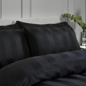 Черно двойно 3 части сатенено спално бельо 200x200 cm So Soft Satin Stripe – Catherine Lansfield