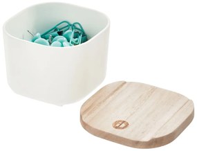 Бяла кутия за съхранение с капак, изработена от дърво от пауловния , 9 x 9 cm Eco - iDesign