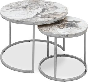 Кафе маси Gary MDF/метални в мраморен ефект - хром цвят 65x65x44см.