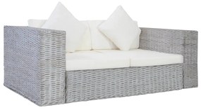 278797 vidaXL Комплект дивани с възглавници, 2 части, сив, естествен ратан