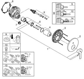 Външни части на кран за баня Grohe Lineare New-Сребърен Mat-15,8 x 20,4