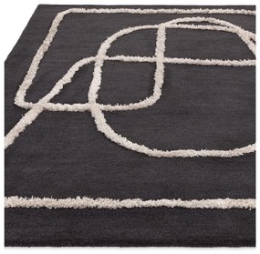 Черен ръчно изработен вълнен килим 120x170 cm Matrix – Asiatic Carpets