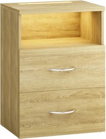 Нощно шкафче Jamie с LED осветление и USB - 55 × 40 × 28 cm Бял