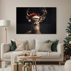 Картина на платно – Сладък коледен елен през нощта