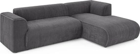 Тъмносив ъглов диван от рипсено кадифе (десен ъгъл) Merid – Ropez