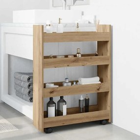 855267 vidaXL Тясна количка за съхранение 4 нива дъб артизан инженерно дърво