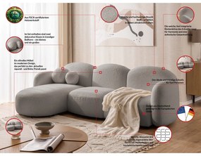 Сив ъглов диван от прежда с примки от букле (ляв ъгъл) Orbit – Ropez