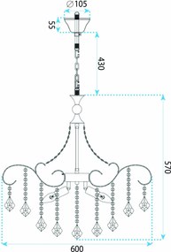 Кристална висяща лампа SWE081-CP 60cm GOLD