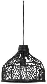 Черна лампа за таван с абажур от ратан ø 42 cm Pocita - Light &amp; Living