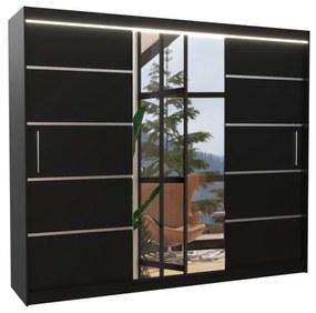 Гардероб с плъзгащи врати с огледало RIMBA, 250x215x58, черен
