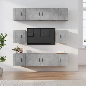 3188674 vidaXL Комплект ТВ шкафове от 8 части, бетонно сив, инженерно дърво