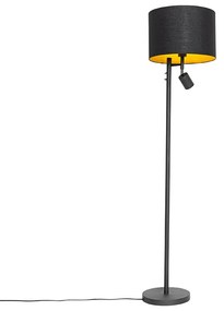 Подова лампа черна със златен интериор и лампа за четене - Jelena