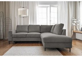 Сив разтегателен ъглов диван от рипсено кадифе (десен ъгъл) Lofty Lilly – Miuform