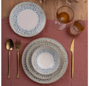 Комплект за хранене 24 бр. син/бежов/порцелан