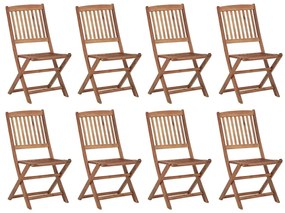 3075132 vidaXL Сгъваеми градински столове с възглавници 8 бр акация масив