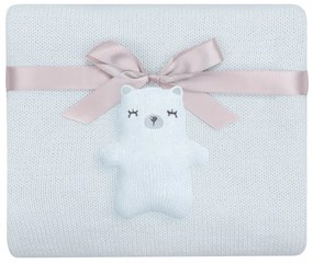 KIKKA BOO Плетено памучно одеяло BEAR WITH ME BLUE