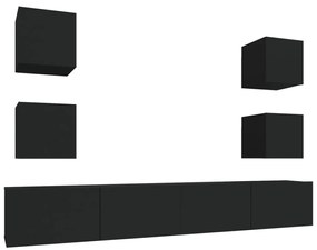 3114263 vidaXL Комплект ТВ шкафове от 6 части, Черно, инженерно дърво