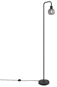 Подова лампа в стил Арт Деко черна с димно стъкло - Vidro