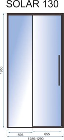 Плъзгащи врати за душ кабина  Rea SOLAR BLACK MAT 130