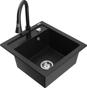 Mexen Vito гранитна кухненска мивка с една камера и кухненски кран Elia,